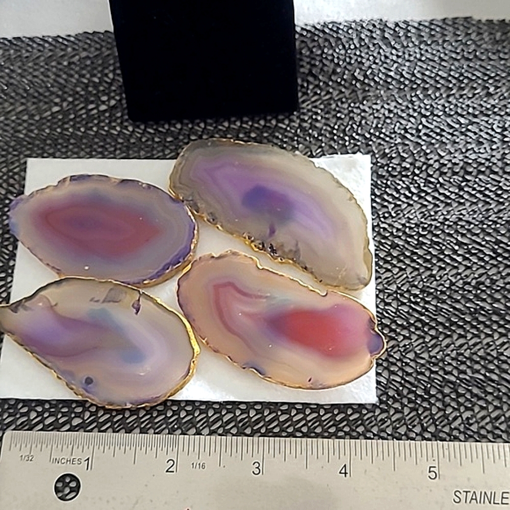 4 Purple Pink Natural Agate slices home kitchen decor magnet Mothers Day